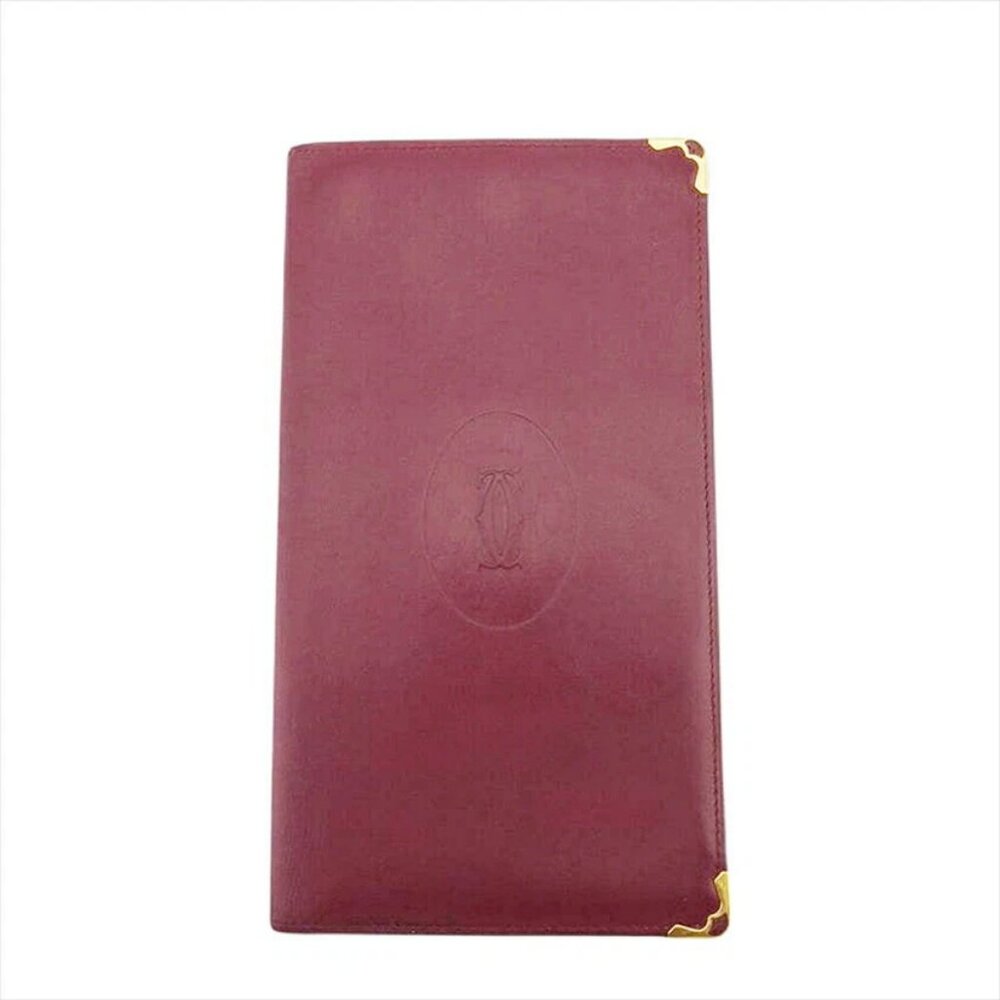 CARTIER Long bill Mastline Bordeaux Leather Authentic USED